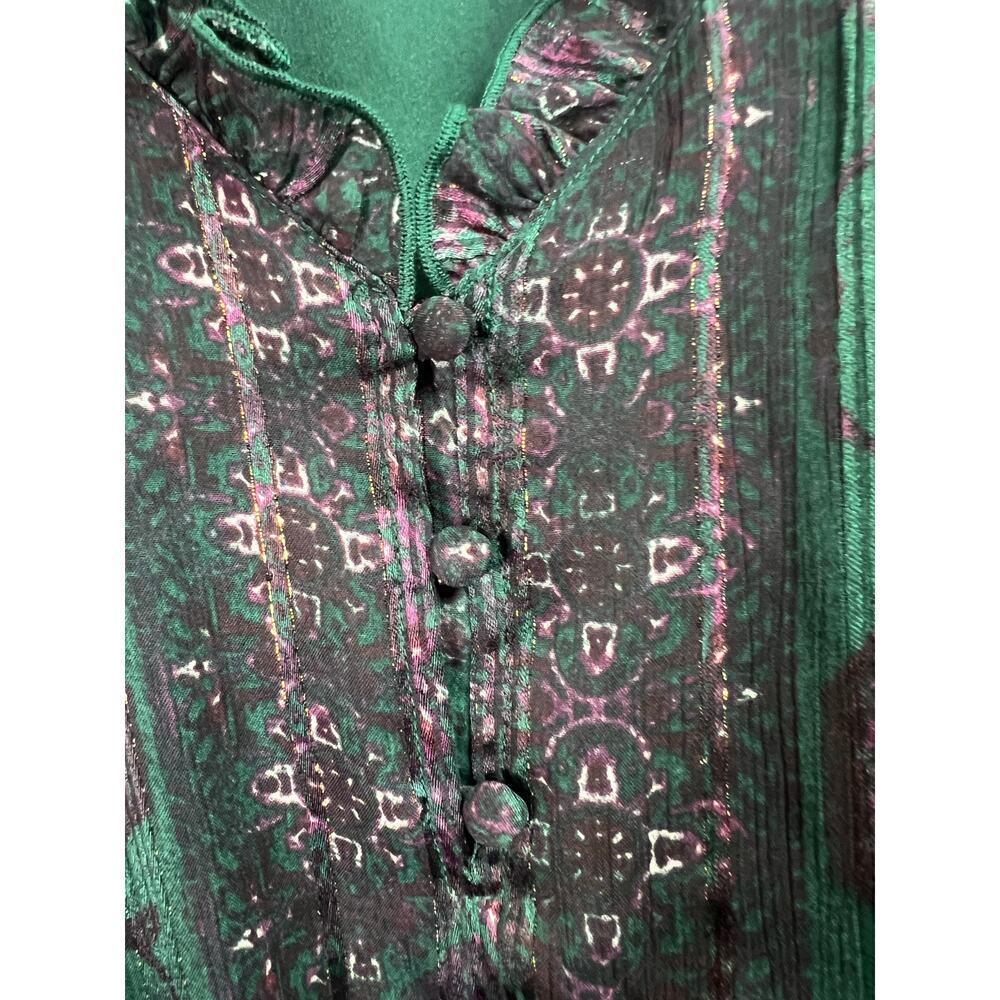 Frye & Co LS Floral Fit & Flare Button Front Dress Medium - Picture 5 of 16
